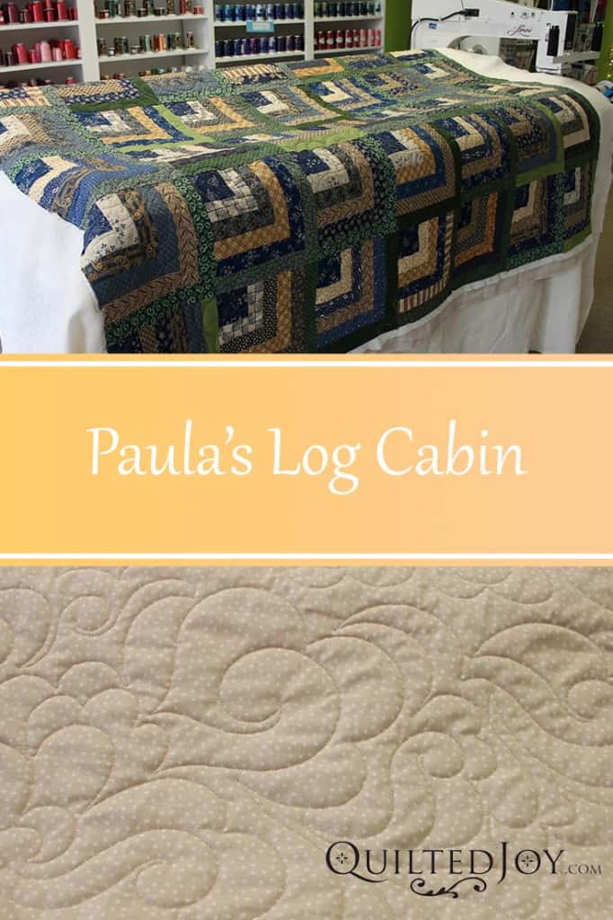 Paula's Log Cabin, quilted by Angela Huffman