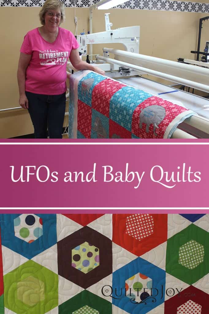 Renters work on UFOs and Baby Quilts at the Quilted Joy showroom