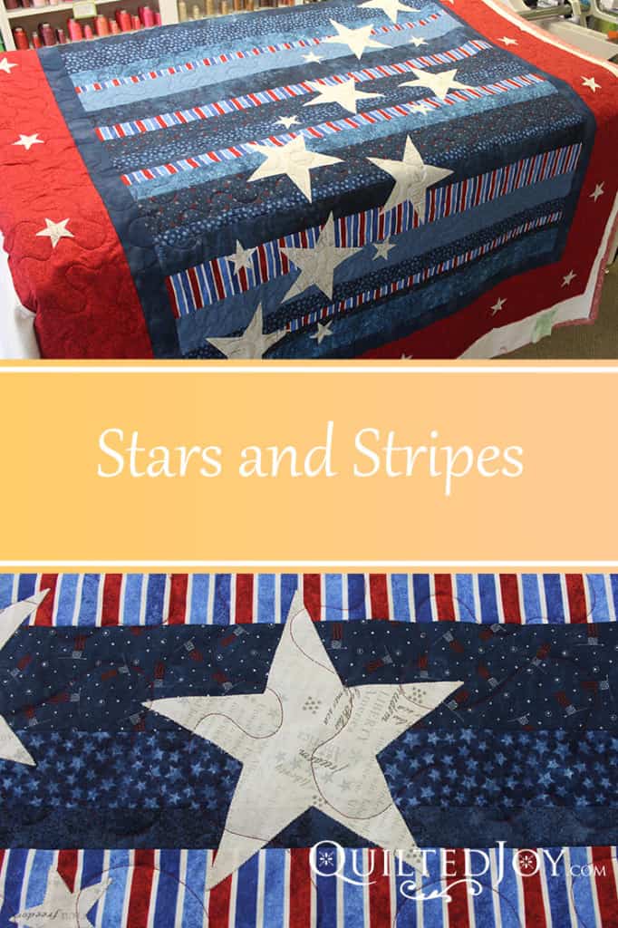 Stars and Stripes with quilting by Angela Huffman - QuiltedJoy.com