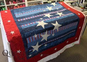 JoAnna's Stars and Stripes quilt with quilting by Angela Huffman - QuiltedJoy.com
