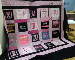 T-shirt quilt for a breast cancer survivor - QuiltedJoy.com