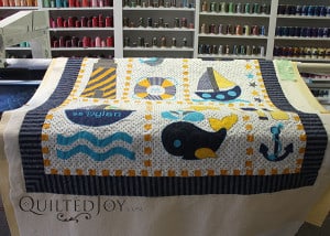 Nautical Themed Applique Wall Hanging with quilting by Angela Huffman - QuiltedJoy.com