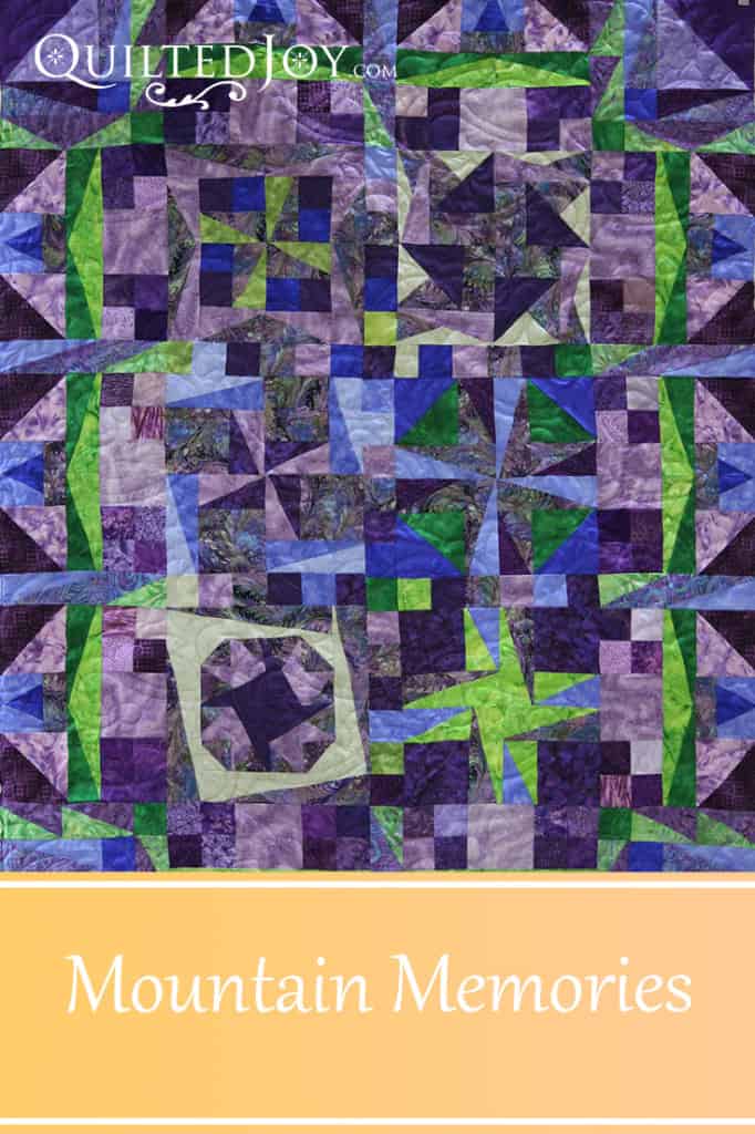 Karee's abstract sampler quilt. Longarm quilting by Angela Huffman with the Lake Susan Pantograph - QuiltedJoy.com