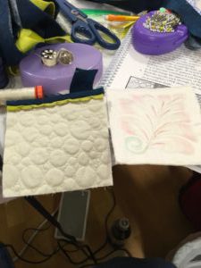 A students finished samples from the Devil is in the Details class taught by Bethanne Nemesh at Quilted Joy