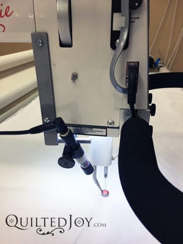 Spot On Laser Bracket for APQS longarm quilting machines with LED light panel for use with computerized systems