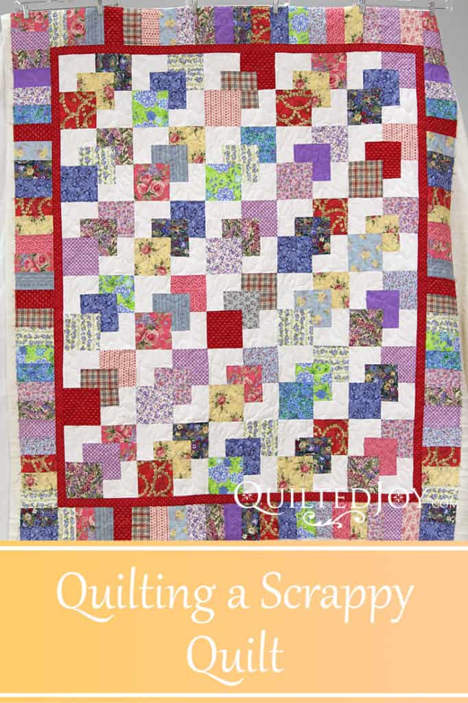 This customer quilt has lots of busy floral fabrics. Angela talks about the thought process when preparing a quilting plan for this scrappy quilt.