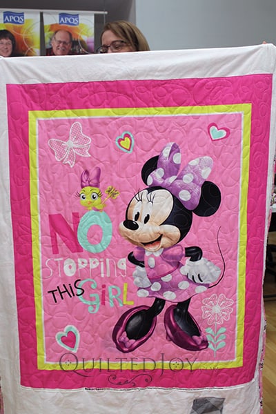Karen's Minnie Mouse panel quilt is the perfect gift for a little girl or boy!