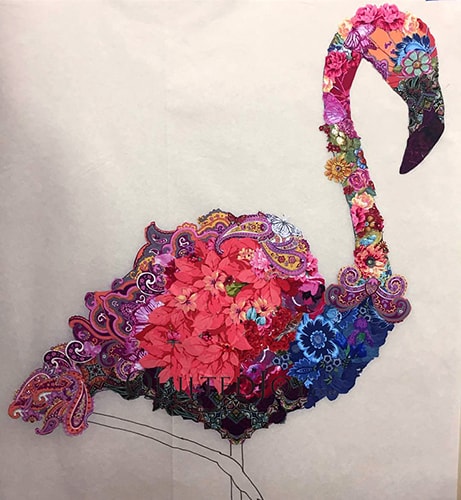 Laura Heine Pinkerton the Flamingo Fabric Collage