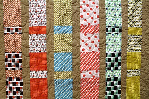 Linda asked me to quilt this sweet Bars & Strips quilt. She asked for a traditional yet playful quilting design and I found a nice mix of the two.