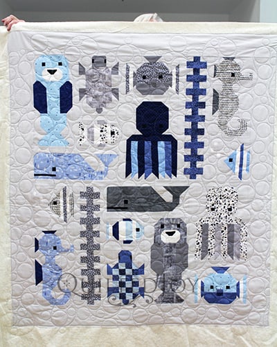 Awesome Ocean quilt, quilted at Quilted Joy, using the bubbles design board