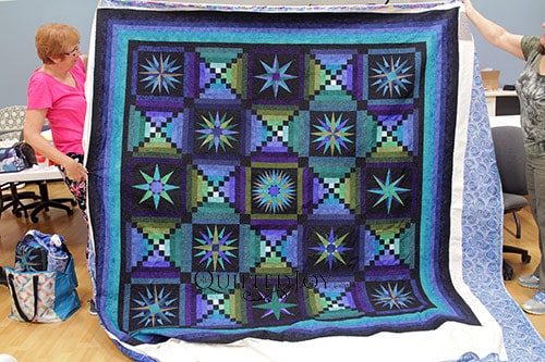 Jennifer's Moon Glow Quilt after renting the longarm quilting machine at Quilted Joy