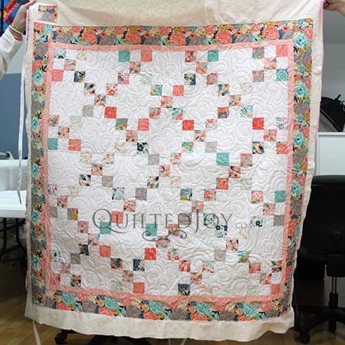 Valerie's Irish Chain Quilt after her Longarm Quilting Machine Rental at Quilted Joy