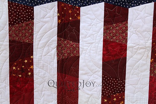 Cheri's Star Spangled Banner Tumbler Block Quilt, longarm quilted by Angela Huffman