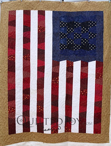 Cheri's Star Spangled Banner Tumbler Block Quilt, longarm quilted by Angela Huffman