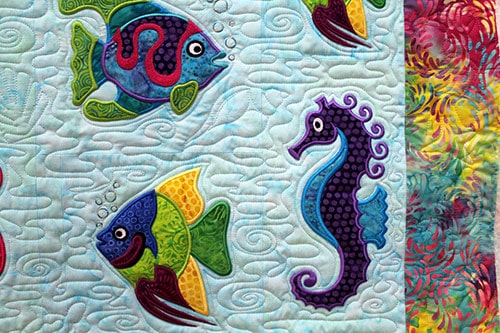 Ocean Odyssey Sea Creatures Quilt by Kimberly, quilting by Angela Huffman of Quilted Joy