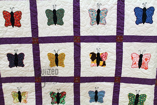 Melanie's Butterfly quilt, with longarm quilting by Quilted Joy
