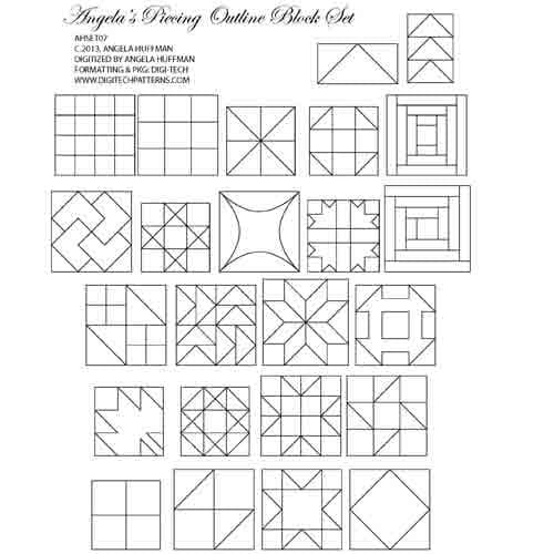 Angela's Piecing Block Outline 24 Piece Set Digital File