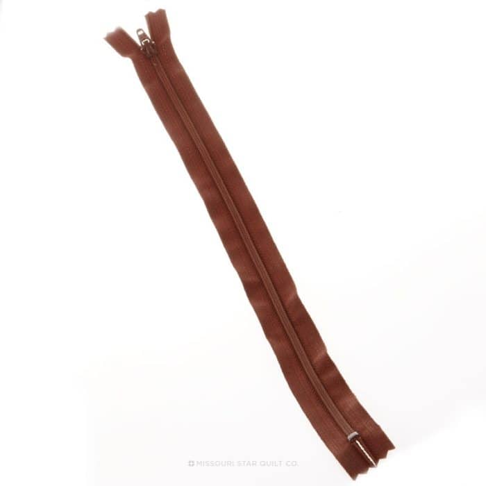 14" Single Chocolate Syrup Brown Zipper