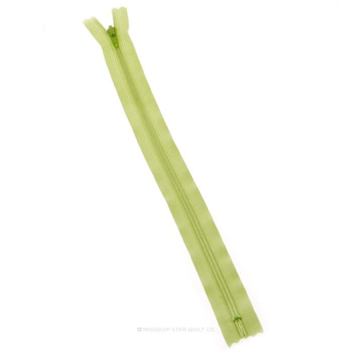 single 14" kiwi green zipper