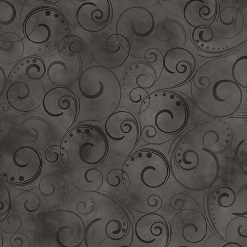 Swirling Splendor 108" Wide Back Charcoal #9705W98B, available at Quilted Joy