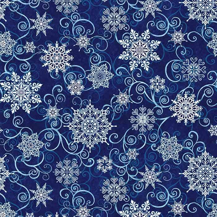 image of Frozen Melodies 108" Wide Quilt Back Fabric in Deep Blue