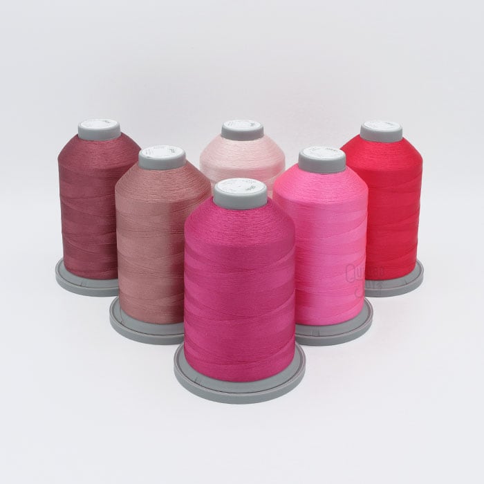 Glide Thread Color Block Bundle - Pink -six cones of pink Glide thread on a white background