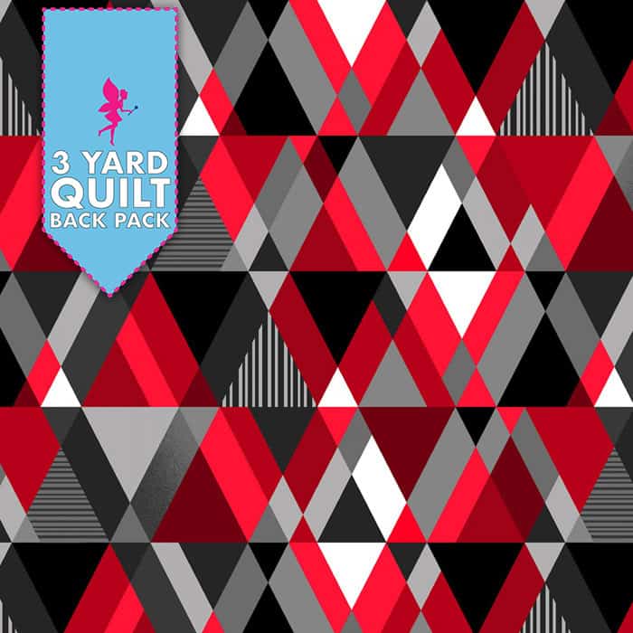 Image of Modern Pyramid Black White & Red 108" Wide 3 Yard Quilt Fabric Back Pack