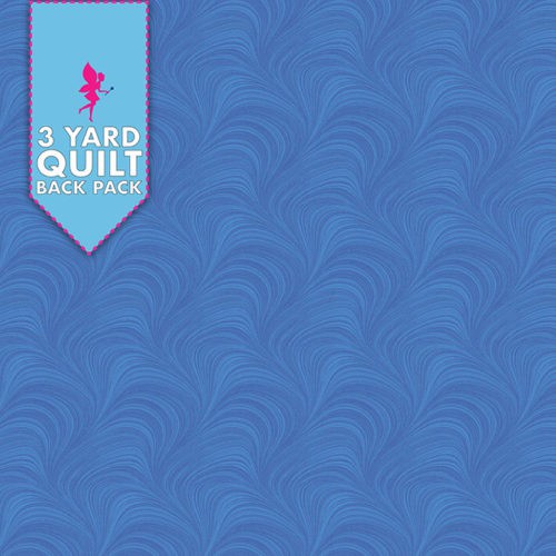 Image of Wave Texture - Medium Blue 108" Wide 3 Yard Quilt Fabric Back Pack