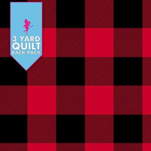 Image of Red Buffalo Plaid 108" Wide 3 Yard Quilt Fabric Back Pack