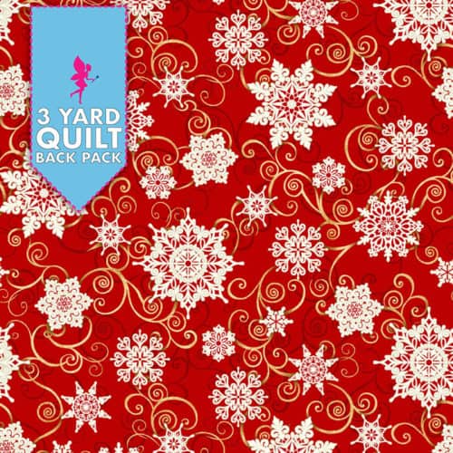 Image of Frozen Melodies 108" Quilt Back - Red 3 Yard Quilt Fabric Back Pack