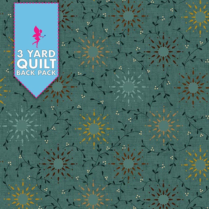Image of Prairie Vine - Teal 108" Wide 3 Yard Quilt Fabric Back Pack