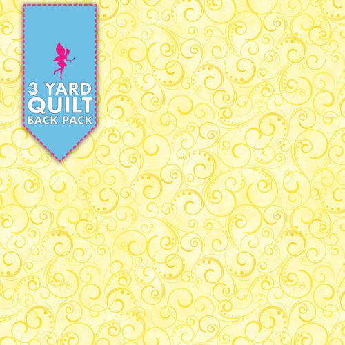 Swirling Splendor - Light Yellow 108" Wide 3 Yard Quilt Fabric Back Pack