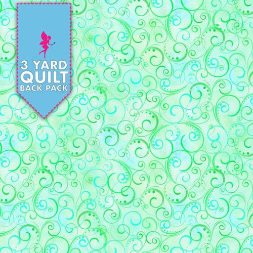 Swirling Splendor - Mint 108" Wide 3 Yard Quilt Fabric Back Pack