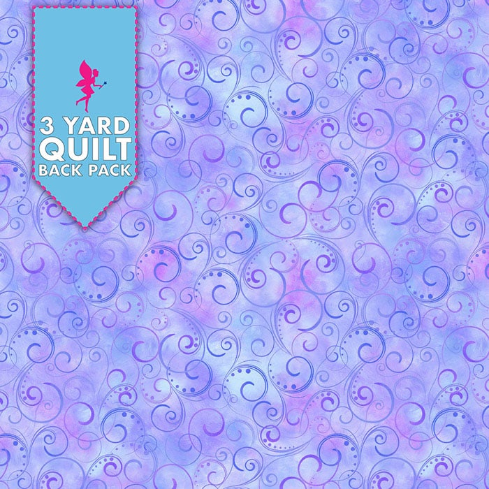 Image of Swirling Splendor Periwinkle 108" Wide 3 Yard Quilt Fabric Back Pack