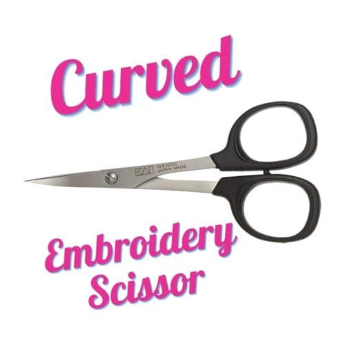 image of KAI Curved Embroidery Scissors 4" with text "Curved Embroidery Scissor"