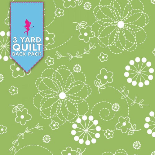 Image of Kimberbell Doodles - Green 108" Wide 3 Yard Quilt Fabric Back Pack