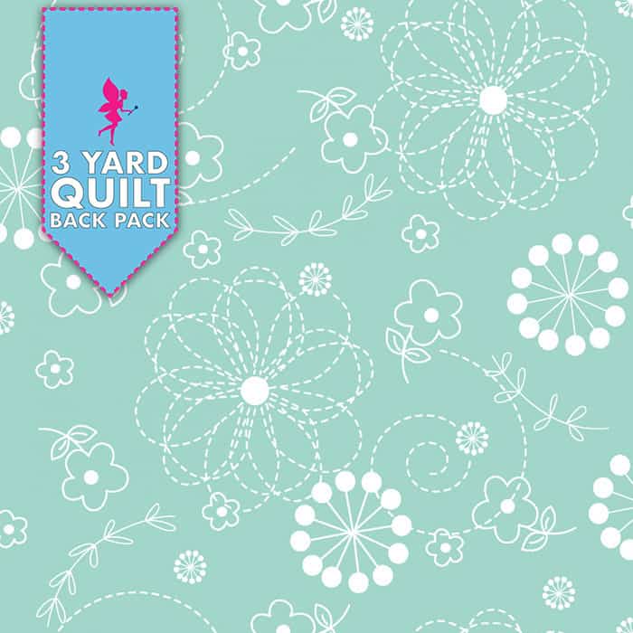 Image of Kimberbell Doodles - Teal 108" Wide 3 Yard Quilt Fabric Back Pack