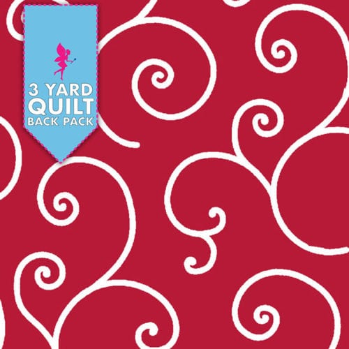 Image of Kimberbell Scroll - Red 108" Wide 3 Yard Quilt Fabric Back Pack