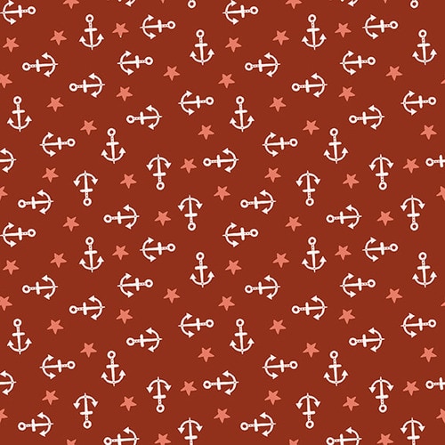 Water Babies Merlot Anchors 44" Fabric Backing Available at Quilted Joy