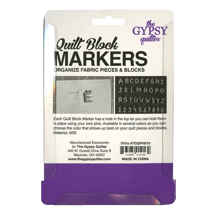 image of The Gypsy Quilter Quilt Block Markers With Case back packaging