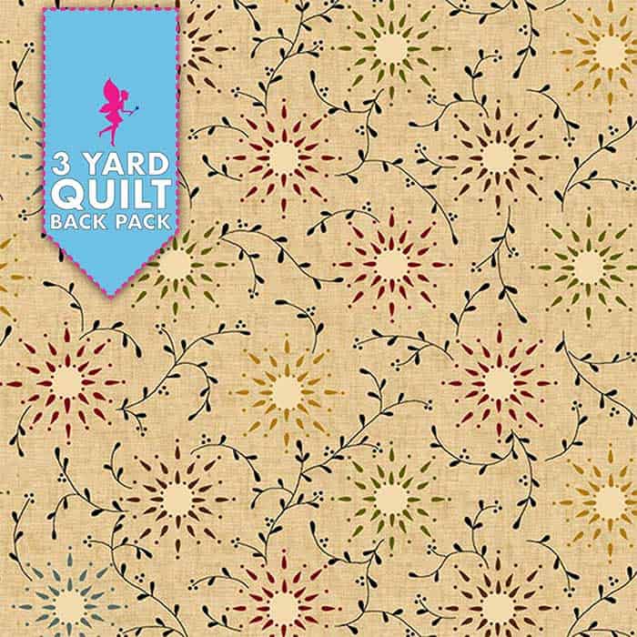 Prairie Vine - Tan 108" Wide 3 Yard Quilt Back Pack Available at Quilted Joy