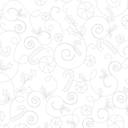 Kimberbell Cup Of Cheer - Candy Scroll White Fabric Yardage