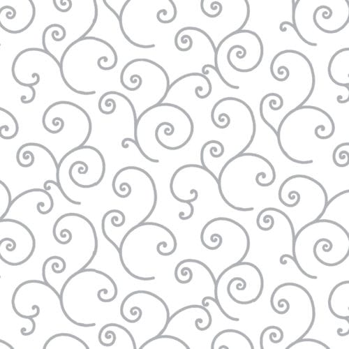 Kimberbell Basics - Scroll White/Grey Fabric Yardage