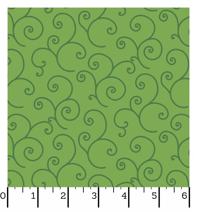 Ruler Kimberbell Basics Scroll Green Fabric Yardage