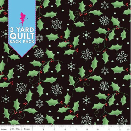 Photo of Riley Blake Designs Quilt Backing Fabric Adel In Winter Mocha Holly 108" Wide 3 Yard Quilt Back Pack