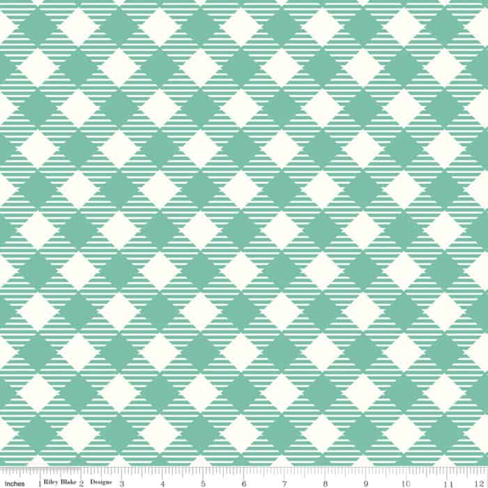 Photo of Riley Blake quilt backing fabric Bee Ginghams Sea Glass 108" Wide Quilt Backing Fabric