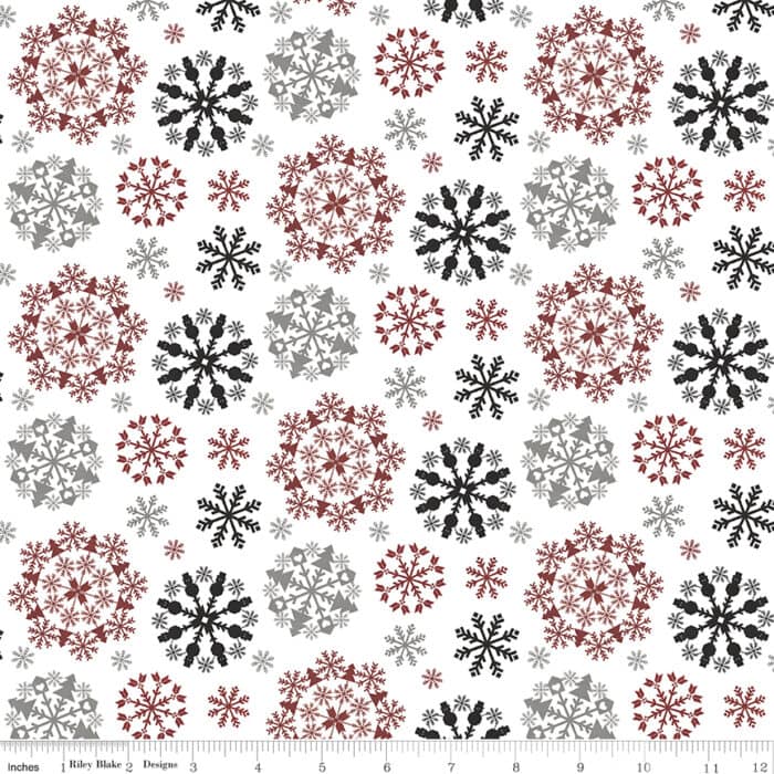 Hello Winter Red and Grey Snowflakes