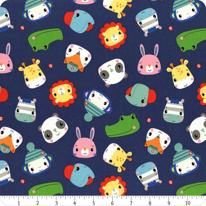 Let's Play! Animal Friends Flannel Navy