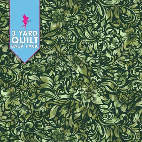 Allure Watercolor Textured Floral Green 118" Wide 3 Yard Quilt Fabric Back Pack