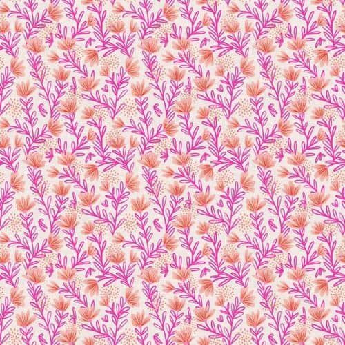 Dia De Muertos Pink Flower VIne Fabric Yardage